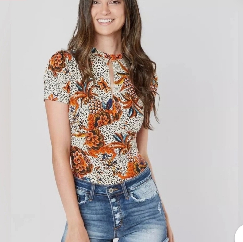 Free People Multicolor Floral Blouse